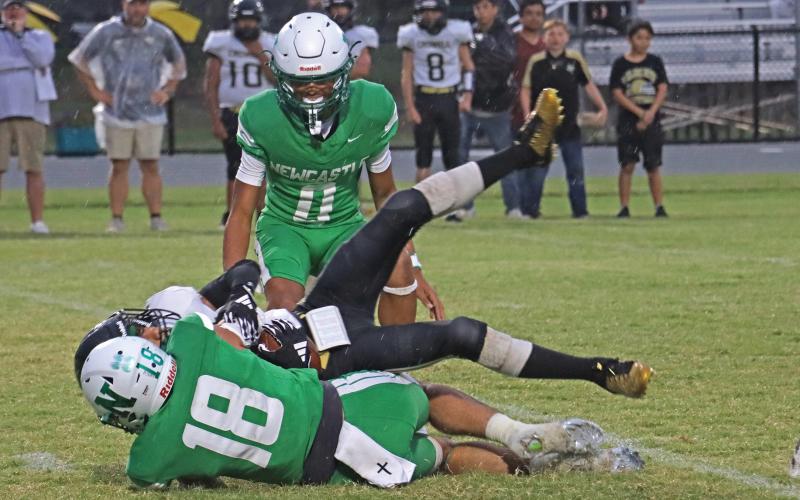 (THOMAS WALLNER | THE GRAHAM LEADER) The Graham Leader is recognizing Keyton Newland of the Newcastle Bobcats as this week’s Athlete of the Week. Newland picked up four touchdowns offensively in the team’s loss to the May Tigers, while also being part of a key forced fumble. 