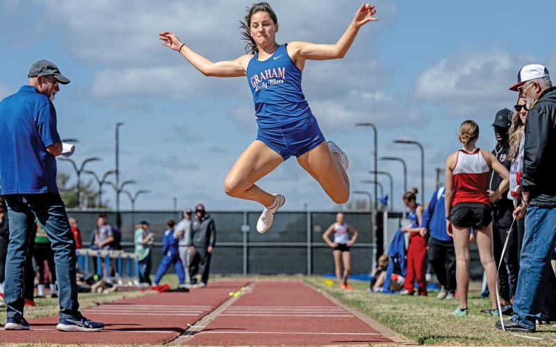 (DAVID FLYNN  | CONTRIBUTED PHOTO) Athlete of the Week Georgia Martin competed in district at Newton Field for the track and field team Wednesday, April 2 and Thursday, April 3. Martin set a personal record in the long jump event and placed first while advancing to area. 