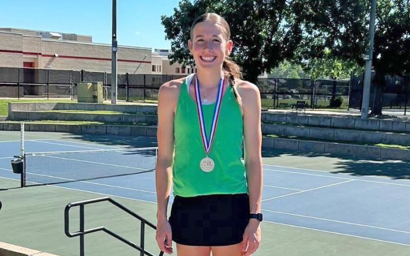 (NEWCASTLE ISD | CONTRIBUTED PHOTO) It was a banner day for the Newcastle Ladycats at the regional tennis tournament. Mattie Dollar, the lone representative for Newcastle, posted a strong performance and qualified for the state championship tournament.