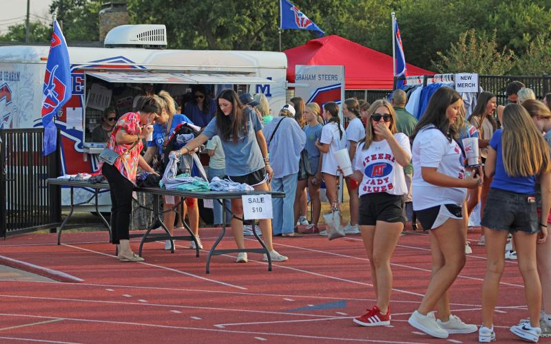(ALEX HAVARDANSKY | THE GRAHAM LEADER) The Graham community was able to see information booths at the booster bash Monday, Aug. 11. These booths were represented by different clubs and activities at the school as well as programs at North Central Texas College.