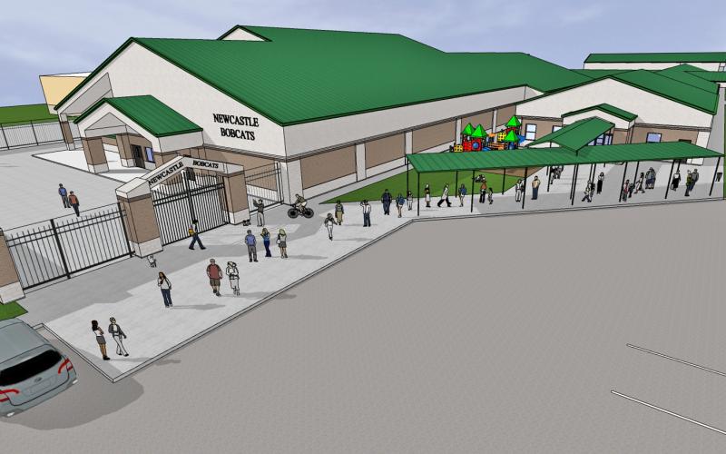 (CONTRIBUTED PHOTO | NISD) A rendering of the proposed additions for Newcastle ISD with the NISD bond measure. Some of the included changes are elementary and secondary classroom additions, expansion of the agricultural science classroom, new grass field with track and field events and a new press box.