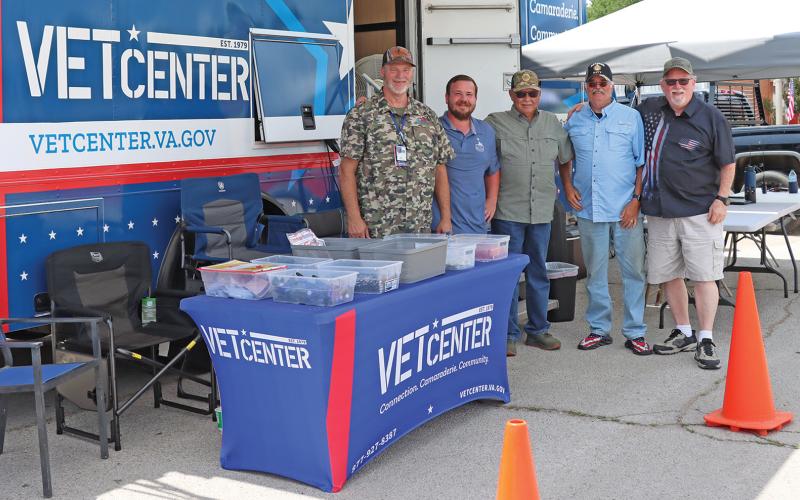 (ARCHIVE PHOTO | THE GRAHAM LEADER) The Mobile Vet Center from Abilene which offers free mental health services tailored to rural veterans at the June 2025 Food Truck Championship of Texas. Shown from left to right are John Draper, Adam LaVine, David Gann, Dan Ferris and Tony Lipscomb. 