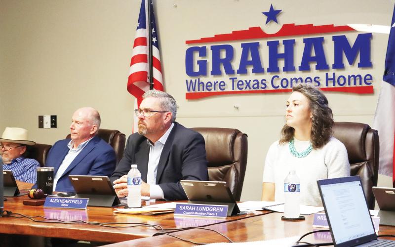 Members of the Graham City Council meet Thursday, May 14. Following an executive session, the council agreed to a $139,500 settlement agreement pursuant to a lawsuit with RKJ Adventures, LLC.