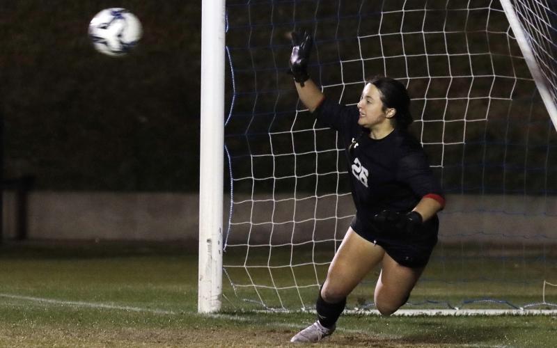 (KYLIE BAILEY | THE GRAHAM LEADER) Taylor Lauster, shown above, and Ellie Weatherman will be the first players in program history to represent Graham High School in the Texas Association of Soccer Coaches All-Star Game.