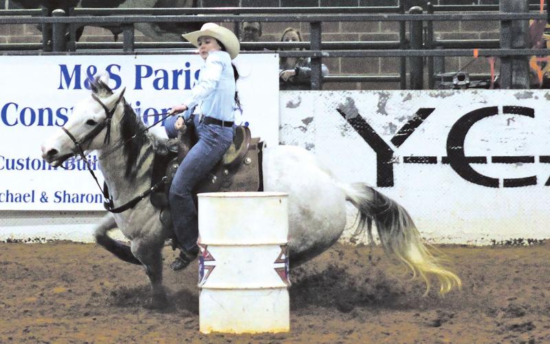 (ARCHIVE PHOTO | THE GRAHAM LEADER) Rylee Hardin, of Newcastle, competes in a barrel race event during the 2022 Knights of Columbus rodeo at the Young County Arena. The arena was closed this week until further notice out of caution due to the outbreak of Equine Herpesvirus-1 (EHV-1).