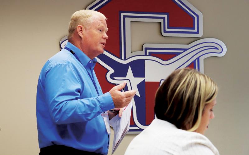 (ARCHIVE PHOTO | THE GRAHAM LEADER) Graham ISD Chief Financial Officer Gary Browning speaks with the GISD Board of Trustees in August 2025. Browning announced Wednesday, May 13 that the district was eligible for $734,251 in funds for teachers locally through the Teacher Incentive Allotment Program.