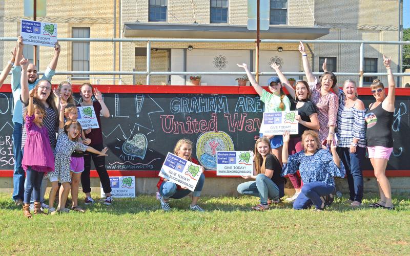 (ARCHIVE PHOTO | THE GRAHAM LEADER) A decade of giving through the online fundraising event Texoma Gives will come to a close this year Thursday, Sept. 4 benefiting Young County and other area nonprofits. Shown are members of the Graham Area United Way and Graham High School Bella Blues raising awareness for the second fundraising event in 2017.