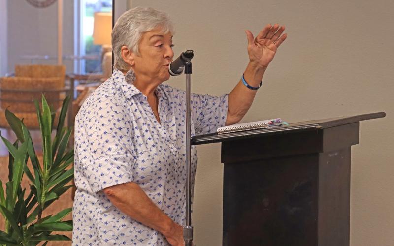 (THOMAS WALLNER | THE GRAHAM LEADER) Graham resident Kay Willis speaks to the Graham City Council, voicing more support for the Humane Society of Young County during a special-called meeting Tuesday, Oct. 7. Willis was one of six speakers who came out in support of HSYC.