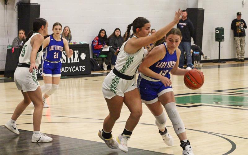 (ALEX HAVARDANSKY | THE GRAHAM LEADER) The Graham Leader recognizes Emma Hawkins as this week’s Athlete of the Week. Despite the Ladycats’ 48-25 loss Tuesday, Dec. 2 to the Gorman Lady Panthers, Hawkins stepped up as a leader for the team, scoring 11 points and helping keep the game close in the first half.