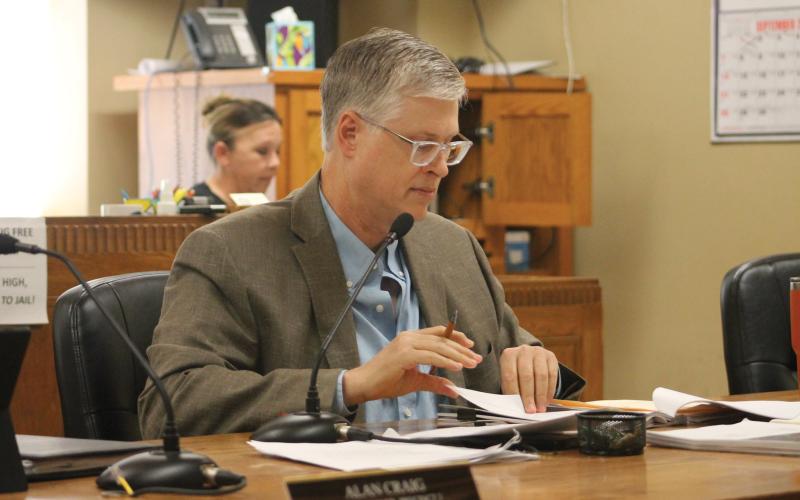 (ALEX HAVARDANSKY | THE GRAHAM LEADER) Young County Judge Win Graham led discussions with Lieutenant Will Cauthern over the signing of the Flock Safety contract in September which included 24 license plate readers and six video cameras.