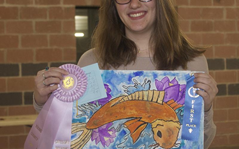 Jillian Wendel, of Graham FFA, won first place in her class and Reserve Grand Champion in the art division with a watercolor painting she exhibited in the Young County Fair and Junior Livestock Show at the Young County Arena.