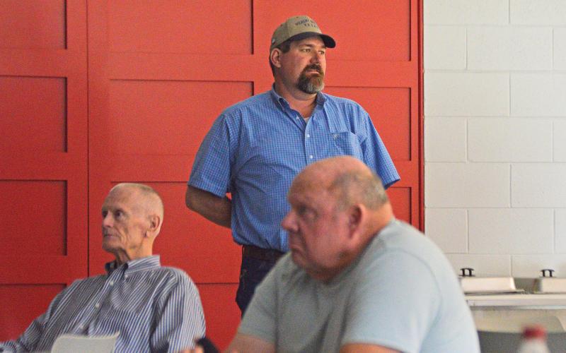 (THOMAS WALLNER | THE GRAHAM LEADER) Wildlife Damage Management Biologist Adam Henry speaks at a town hall meeting  Thursday, June 6 at North Central Texas College discussing feral hogs and the damage they caused within the city.