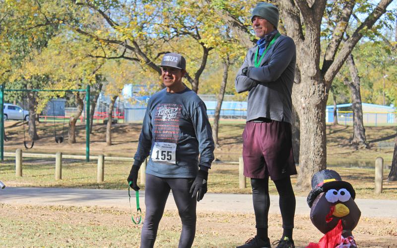 (KYLIE BAILEY | THE GRAHAM LEADER) Male 50 to 59 winners in the Spivey Hill Challenge 5K race. The top three winners were Michael Parker, Jake Womack and Noe Mancilla.