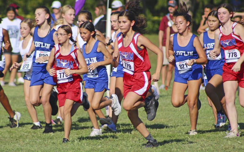 (KYLIE BAILEY | THE GRAHAM LEADER) Seventh and eight grade runners ran in the Race for the Loot cross country meet Wednesday, Sept. 28.