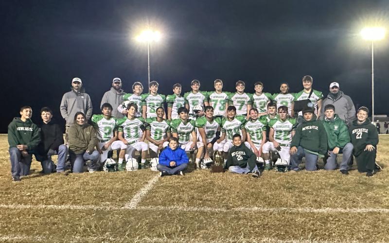 (MIKE WILLIAMS | THE GRAHAM LEADER) The Newcastle Bobcats won their first district championship since 2018 on Friday, Nov. 4 at Forestburg High School. With a 50-0 victory over the Longhorns, the Bobcats complete the district schedule with an undefeated record. The Bobcats will meet Rule Thursday at 7 p.m. in Throckmorton for the bi-district championship.