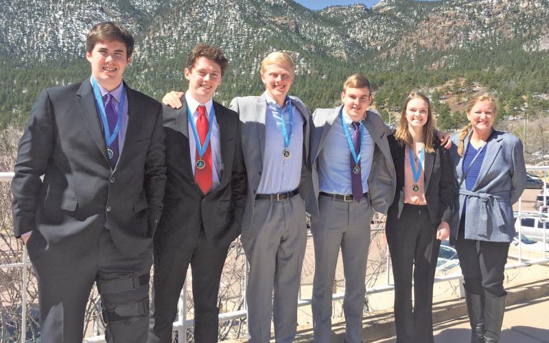 (ARCHIVE PHOTO | THE GRAHAM LEADER) Graham High School’s team the Rocketeer Steers with their medals for placing third in the Air Force Association’s StellarXplorers III National High School Space Challenge held in Colorado Springs held in April 2017. Shown from left to right are GHS students Nicholas Saunders, Jonah Qualls, Smith Graham, Garrett Gatlin, Connor Wolfe and Michelle Lowrey.