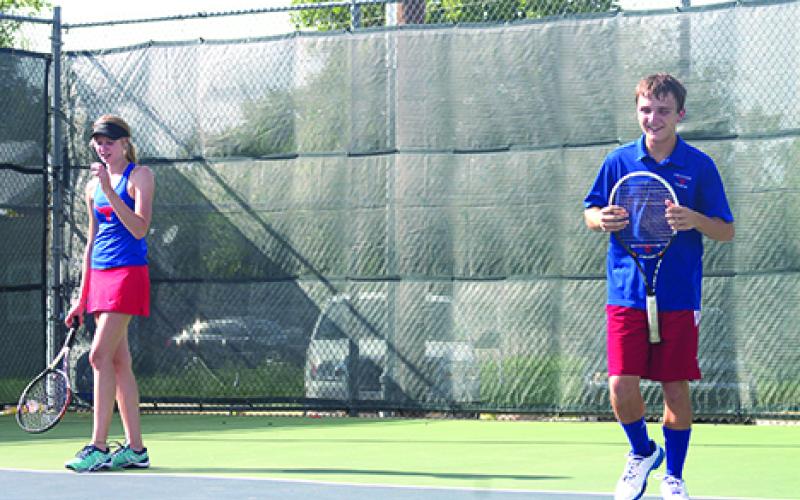 Graham’s top mixed doubles team of Sabrina Adrianson and Markus Montfort won their match, though Graham ultimately fell to Iowa Park after rain delays threatened the home-opening tournament.
