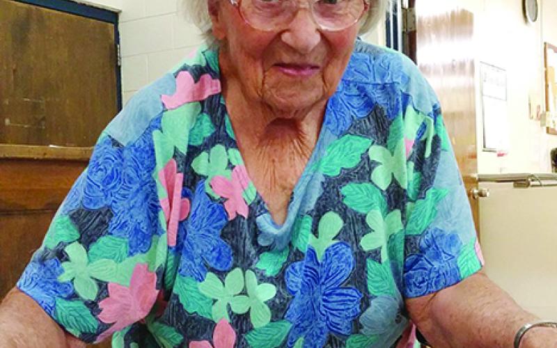 Thelma Harrell was named Most Senior Lady in attendance at the 64th annual Rocky Mound Reunion, held Saturday, Aug. 13, at the Woodland Elementary cafeteria.