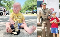 (RON EISELE | CONTRIBUTED PHOTO) At left, Cade Owen won the award for smallest fish caught at a fishing tournament with the Family Fun and Fishing event Saturday, April 25 at Firemen’s Park in Graham. At right, Coen Cretors won the award for largest fish caught at a fishing tournament with the Family Fun and Fishing event.