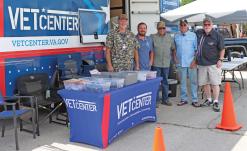 (ARCHIVE PHOTO | THE GRAHAM LEADER) The Mobile Vet Center from Abilene which offers free mental health services tailored to rural veterans at the June 2025 Food Truck Championship of Texas. Shown from left to right are John Draper, Adam LaVine, David Gann, Dan Ferris and Tony Lipscomb. 