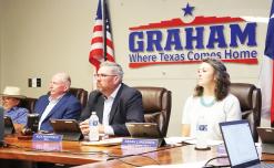 Members of the Graham City Council meet Thursday, May 14. Following an executive session, the council agreed to a $139,500 settlement agreement pursuant to a lawsuit with RKJ Adventures, LLC.