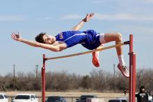 (ARCHIVE PHOTO | THE GRAHAM LEADER) Kaesan Stogner participates in a high jump heat during the Mineral Wells Ram Relays. The Steers and Lady Blues teams traveled Thursday, March 6 to Springtown where they continued their season at the Brad Legan Friends and Family Invitational Meet.