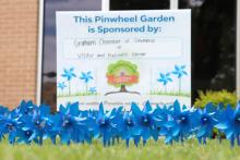 (THOMAS WALLNER | THE GRAHAM LEADER) Pinwheels that can be purchased from Virginia’s House and will be displayed through April for Child Abuse Prevention Month. Shown are a grouping of pinwheels at the Graham Convention & Visitors Center.