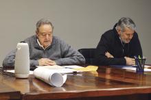 (THOMAS WALLNER | THE GRAHAM LEADER) Mayor Neal Blanton (at left) reads a statement Thursday, Feb. 2 to the Graham City Council and community announcing he is stepping down as mayor. Shown from left to right are Blanton and council member Randy Cantin. 