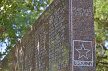 (ARCHIVE PHOTO | THE GRAHAM LEADER) The Young County New Century Veterans Memorial located near the Young County Courthouse. The NCVM board is seeking new names to be engraved on the memorial.