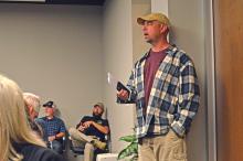 (THOMAS WALLNER | THE GRAHAM LEADER) Zach Husen, Graham Area Engineer Texas Department of Transportation, speaks at the Graham City Council meeting Thursday, March 30 regarding safety improvements on Hwy. 16.
