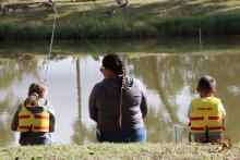 (ARCHIVE PHOTO | THE GRAHAM LEADER) Children fish at Firemen’s Park during a children’s fishing tournament with the Family Fun and Fishing event in October 2025. The fishing tournament will be held Saturday, April 25 with limited free poles and bait for participants.