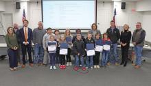 (THOMAS WALLNER | THE GRAHAM LEADER) The first group of students recognized by the Graham ISD Board of Trustees for their recent UIL performance.