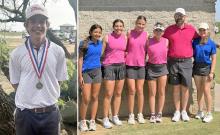 (CONTRIBUTED PHOTO | GISD) At left, Jagger Nees is the district champion of the District 6-4A golf tournament held March 30-31 at Live Oak Golf Club in Abilene. At right, the Lady Blues golf season came to end in the District 6-4A golf tournament held March 30-31 at Live Oak Golf Club in Abilene.