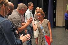 (THOMAS WALLNER | THE GRAHAM LEADER) Jessica Brown is recognized by the Graham ISD Board of Trustees and district for being a Regional Competitor in Special Olympics Basketball. The board recognized students across the district Wednesday, May 10 at Graham High School.