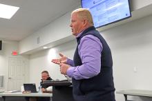 (THOMAS WALLNER | THE GRAHAM LEADER) Graham ISD Chief Financial Officer Gary Browning speaks with the GISD Board of Trustees during their meeting held Wednesday, March 4 regarding  the upcoming 2026-2027 budget.