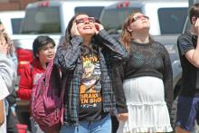 (ARCHIVE PHOTO | THE GRAHAM LEADER) Students from Graham Junior High School were a part of the historic eclipse Monday, April 8 and experienced the event groups. Graham received a partial solar eclipse with 97.6% of the eclipse in view. 