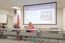 (THOMAS WALLNER | THE GRAHAM LEADER) Graham ISD Superintendent Mary Johnston speaks Wednesday, Aug. 14 regarding the strategic planning underway for the district. After an extended delay, the 2022-2023 accountability ratings were released Thursday, April 24 for districts around the state.