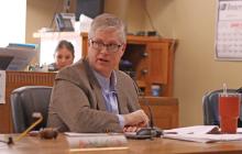 (THOMAS WALLNER | THE GRAHAM LEADER) Young County Judge Win Graham speaks with the commissioners court during their meeting Monday, Jan. 13. The commissioners made the decision during the meeting to replace the entire membership of the Young County Historical Commission.