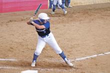 (FILE PHOTO | THE GRAHAM LEADER) Junior Meagan Brooks recently received All-State honors from the Texas Girls Coaches Association, as well as selection to the All-Star Team. Brooks was one of five Lady Blues’ softball players to receive recognition from TGCA.