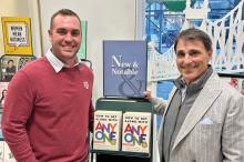 (CONTRIBTED PHOTO) Jim Guinn (left) and John Eliot pose with their books at a book signing at the Barnes & Noble at Fifth Avenue in New York. Guinn will return Saturday, March 29 to his hometown of Graham for a book signing event at Pratt’s Books.