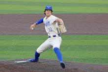 (ALEX HAVARDANSKY | THE GRAHAM LEADER) Bruin Wright pitching Thursday, April 17 for the Steers. Wright was one of the many seniors who graduated and will be moving to college next fall.