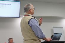 (KYLIE BAILEY | THE GRAHAM LEADER) Assistant Superintendent Robert Loomis speaks Wednesday, Jan. 15 with the Graham ISD Board of Trustees regarding planning for the upcoming school year calendar. 