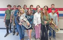 (DAX FREEMAN | CONTRIBUTED PHOTO) Thirteen members of the Rompin’ Stompin’ Big Blue Band that were selected to one of the All-Region bands during the  Association of Texas Small School Bands Region 7 Band Auditions held Saturday, Dec. 7 at Graham High School.