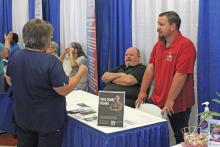 (ALEX HAVARDANSKY | THE GRAHAM LEADER) A booth at the Graham Regional Medical Center Community Health Fair shows off local resources Saturday, July 26 for veterans in Young County. New services will be provided to local veterans through the Dallas VA Medical Center.