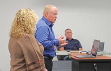 (THOMAS WALLNER | THE GRAHAM LEADER) Graham ISD Director of Curriculum and Instruction Gary Browning speaks with the school board during their meeting Sept. 11, 2024. Browning was hired as the GISD assistant superintendent of finance and operations.