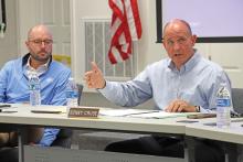 (THOMAS WALLNER | THE GRAHAM LEADER) Graham ISD Superintendent Sonny Cruse speaks with the GISD Board of Trustees during their regular meeting Wednesday, Oct. 16. One of the topics discussed by the board was pursuing a Voter-Approval Tax Rate Election. The board will host a workshop at a later date to hear more on the topic.