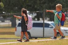 (THOMAS WALLNER | THE GRAHAM LEADER) Students from Pioneer Elementary School are picked up on the first day of school for Graham ISD during the 2024-2025 school year Wednesday, Aug. 13. The district and individual campuses had their 2024-2025 A-F Accountability Ratings released Friday, Aug. 15.