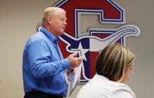 (THOMAS WALLNER | THE GRAHAM LEADER) Graham ISD Chief Financial Officer Gary Browning speaks with the GISD Board of Trustees in August during their meeting where they adopted their 2025-2026 budget and tax rate. The district recently launched a tool for the community to explain aspects of school finance.