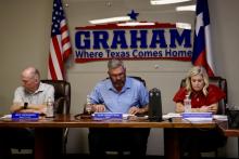 (THOMAS WALLNER | THE GRAHAM LEADER) Graham City Council members discuss how they want to move forward regarding a contract with the Humane Society of Young County during a special-called meeting Tuesday, Oct. 7. The council will consider a contract with changes from both parties at a future meeting.