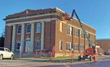 (TOM PARKER | CONTRIBUTED PHOTO) Work is completed on the exterior of the Olney annex building. The building is currently undergoing renovations as the city of Olney looks to make it a central hub for services in the city. Located within are the tax assessor-collector, justice of the peace and adult and juvenile probation.